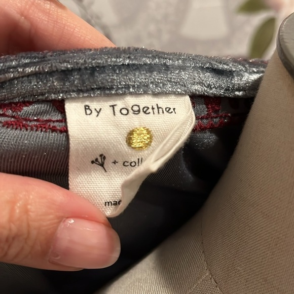 Velvet Tie-Front Top in Blue and Red by together - Picture 2 of 2